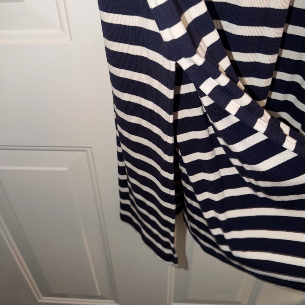 Navy and White Striped Short Sleeve Maxi Dress. By TAHARI Sz XL - Picture 6 of 8
